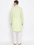 VASTRAMAY Men's Green Mix Cotton Kurta and Pyjama Set